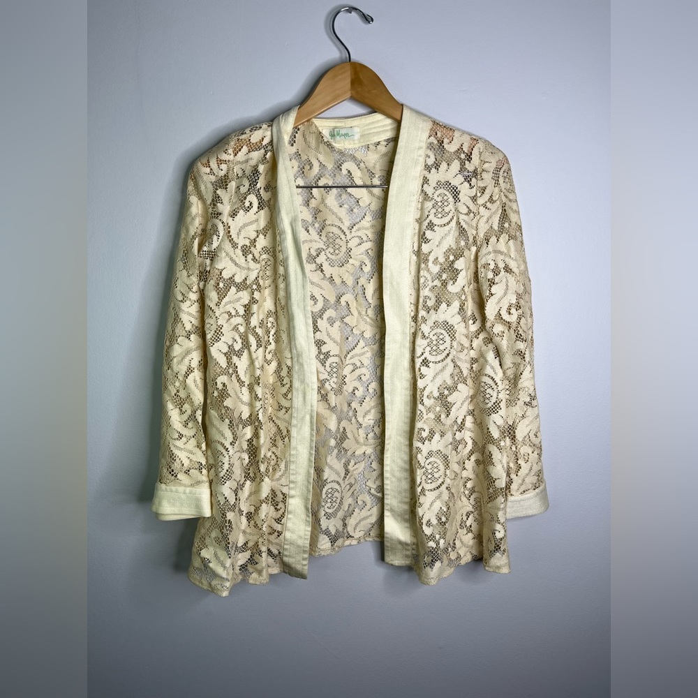 Gus Mayer See Through Open Faced Blouse Cream Color Vintage Used Rare GHR4.